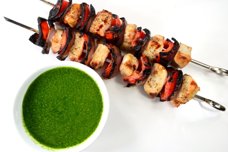 chicken kabobs with chimichurri sauce