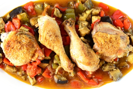 chicken with samfaina ratatouille