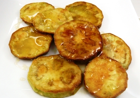 eggplant fritters with honey