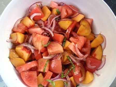 peach and heirloom tomato salad