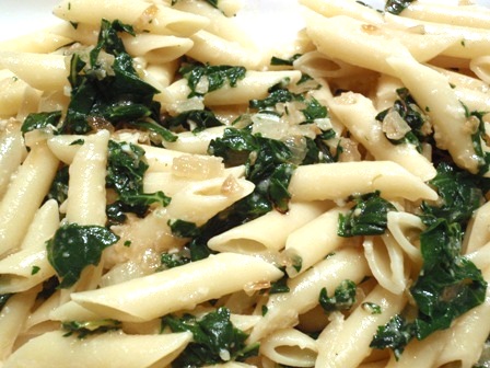 penne with chard and onions