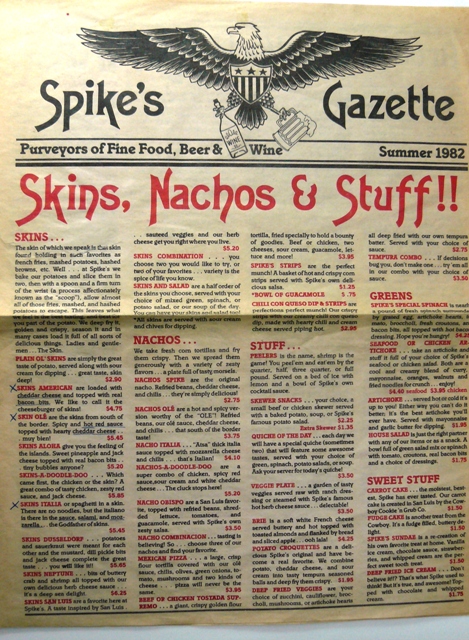 Spike's menu