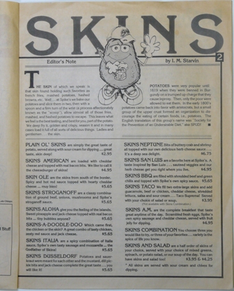 Spike's menu 1984